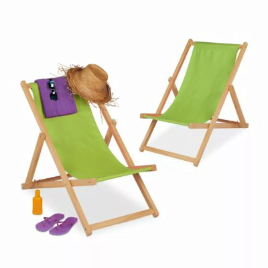 relaxdays Grüner Liegestuhl aus Holz im 2er Set grün günstig online kaufen