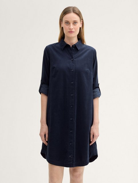 TOM TAILOR Sommerkleid Cord Blusenkleid mit langen Ärmeln mit Turn-Up-Optio günstig online kaufen