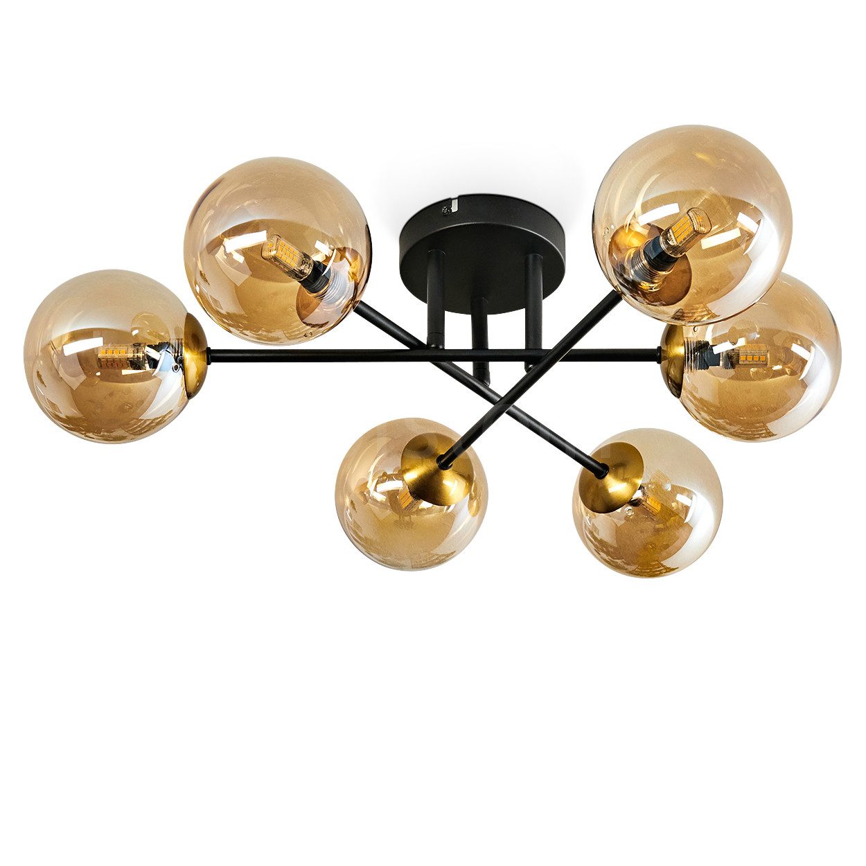 hofstein Deckenleuchte Deckenlampe aus Metall/Glas in günstig online kaufen