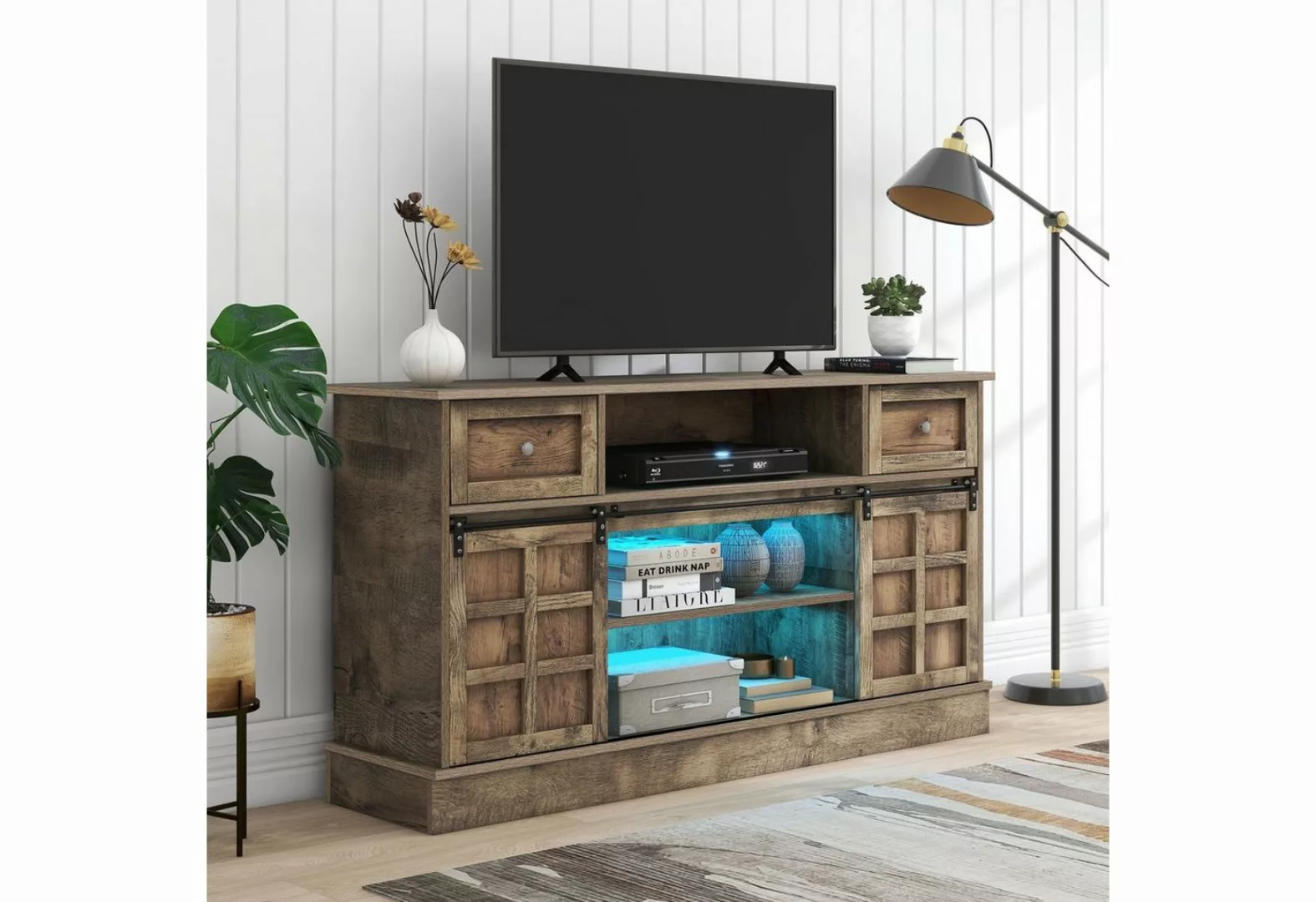 BlingBin TV-Schrank Sideboard (1-St) Schiebetüren, Anpassbare Regalböden, 1 günstig online kaufen