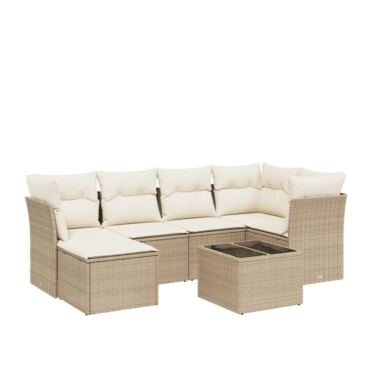 vidaXL 7-Tlg Garten-Sofagarnitur mit Kissen Beige Poly Rattan 3263184 günstig online kaufen