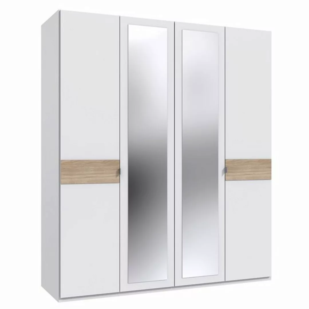Lomadox Kleiderschrank BRADFORD-43 4 Türen, 180 cm breit, weiß mit Eiche günstig online kaufen