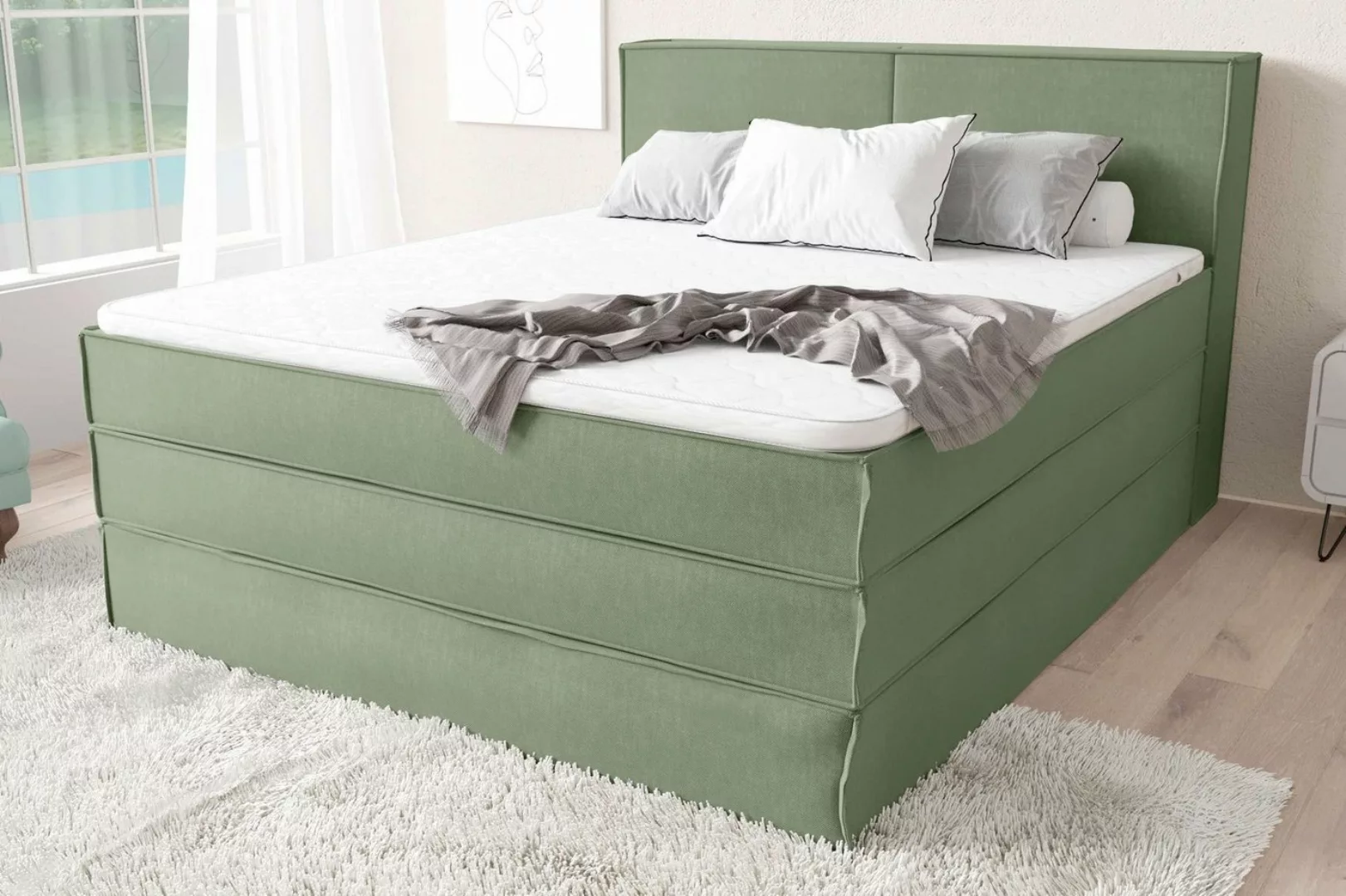 Stylefy Boxspringbett Santiago (Schlafzimmerbett, Bett), gepolstert günstig online kaufen