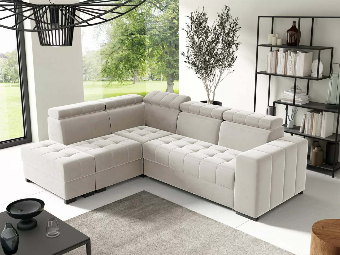 Fun Möbel Ecksofa Schlafsofa Sofa CESENA in Stoff Salvador, Ottomane Links günstig online kaufen