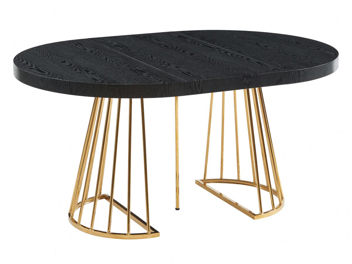Esstisch ausziehbar - 2 bis 12 Personen - MDF & Stahl - Schwarz & Goldfarbe günstig online kaufen