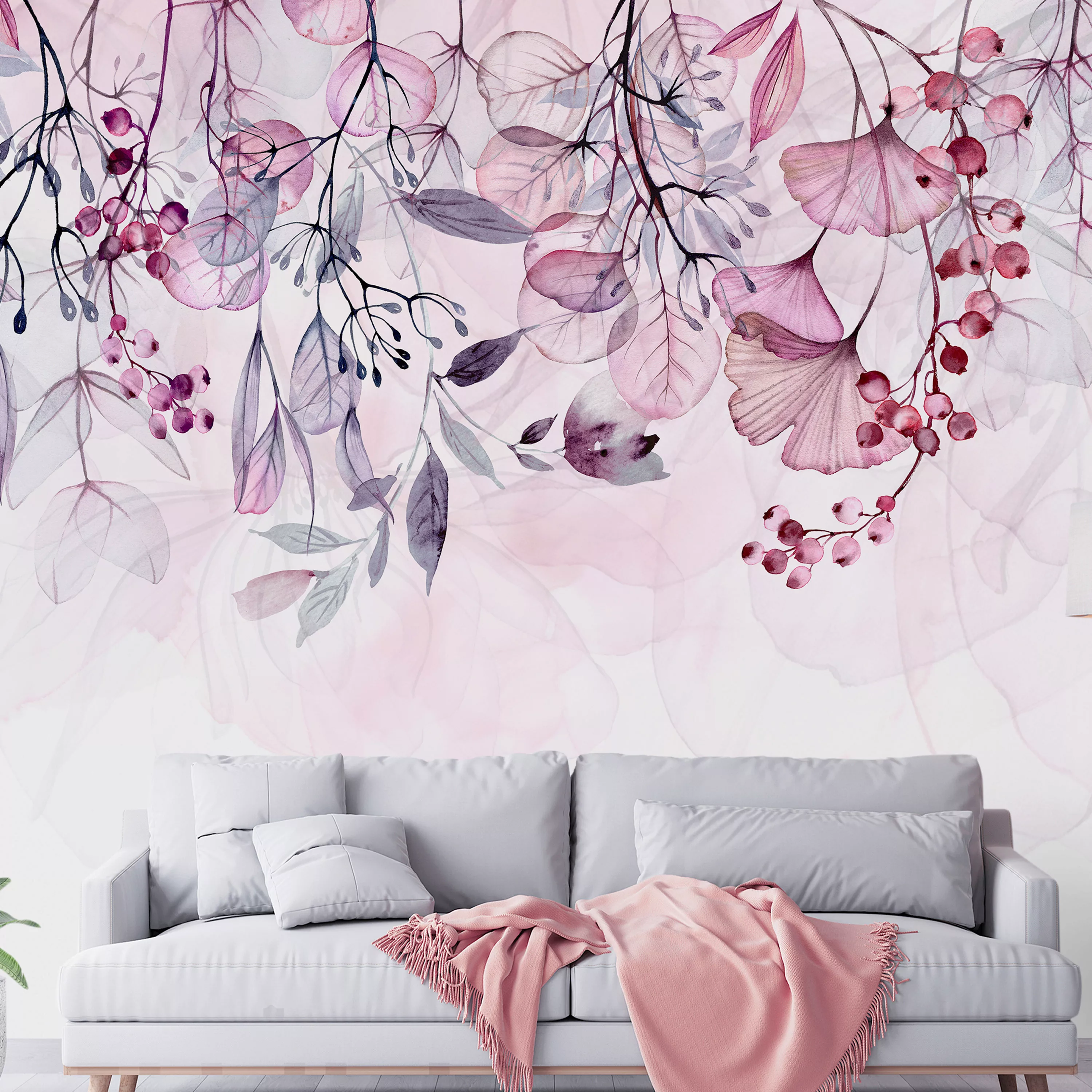 Selbstklebende Fototapete - Foggy Nature - Pink günstig online kaufen