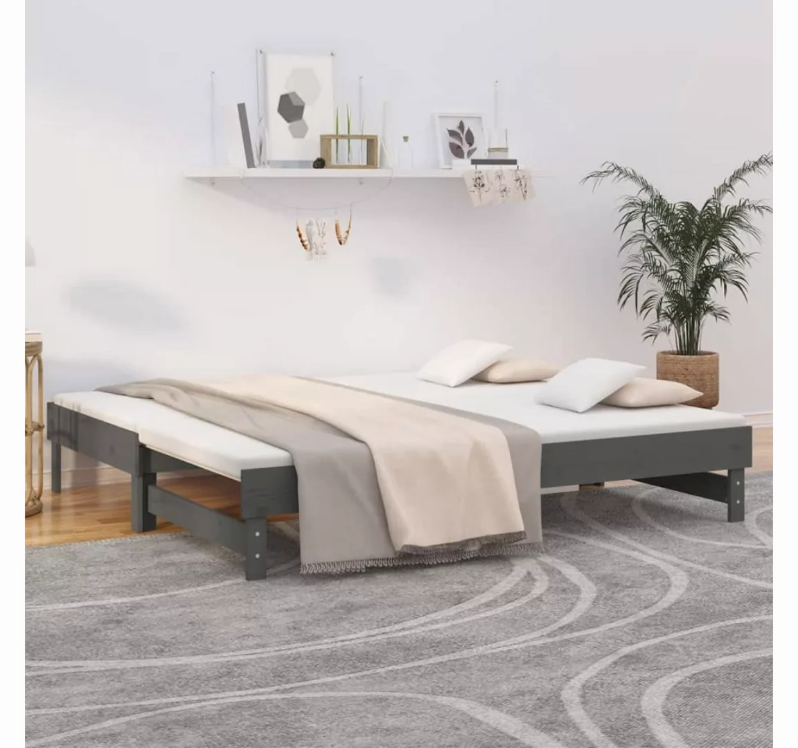 vidaXL Gästebett Gästebett Tagesbett Ausziehbar Grau 2x90x190 cm Massivholz günstig online kaufen