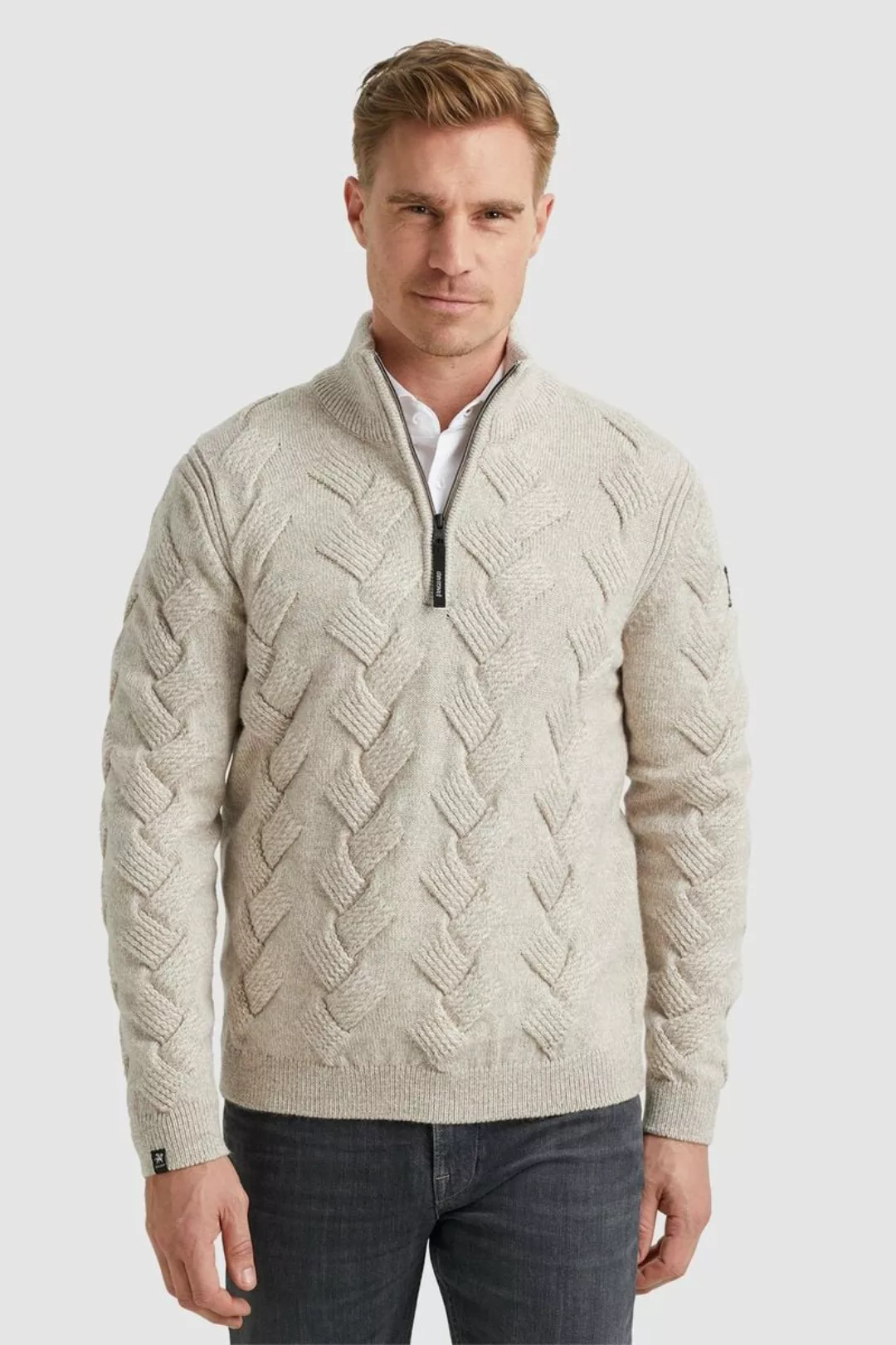 Vanguard Halfzip Pullover Struktur Wool Blend Ecru - Größe XXL günstig online kaufen