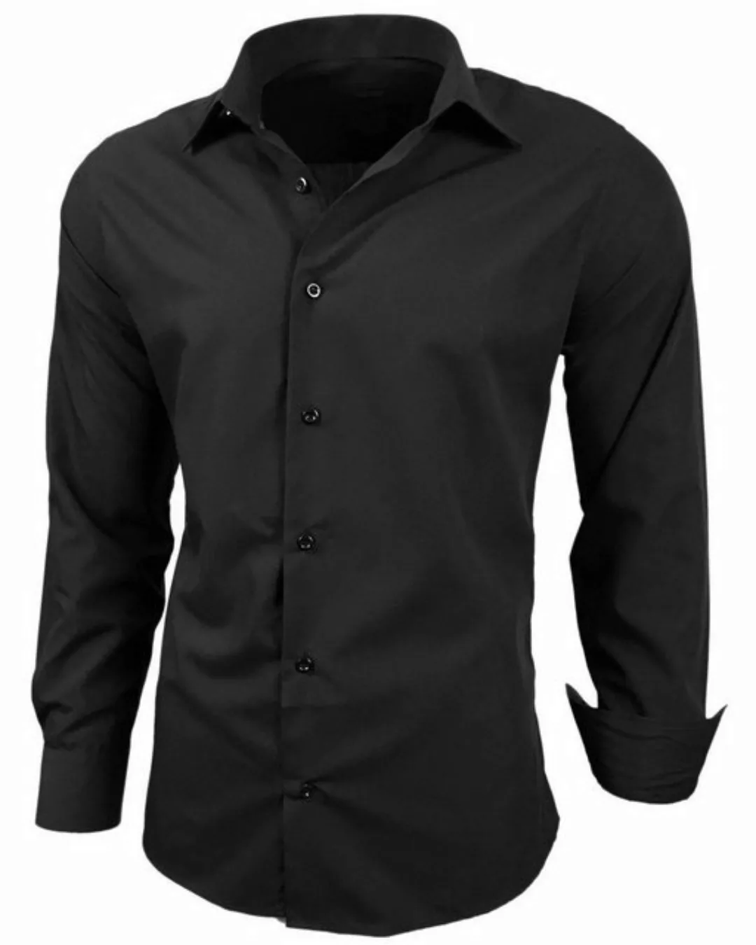 Baxboy Langarmhemd BAXBOY Kentkragen Businesshemd Slim Fit Hemd mit farblic günstig online kaufen