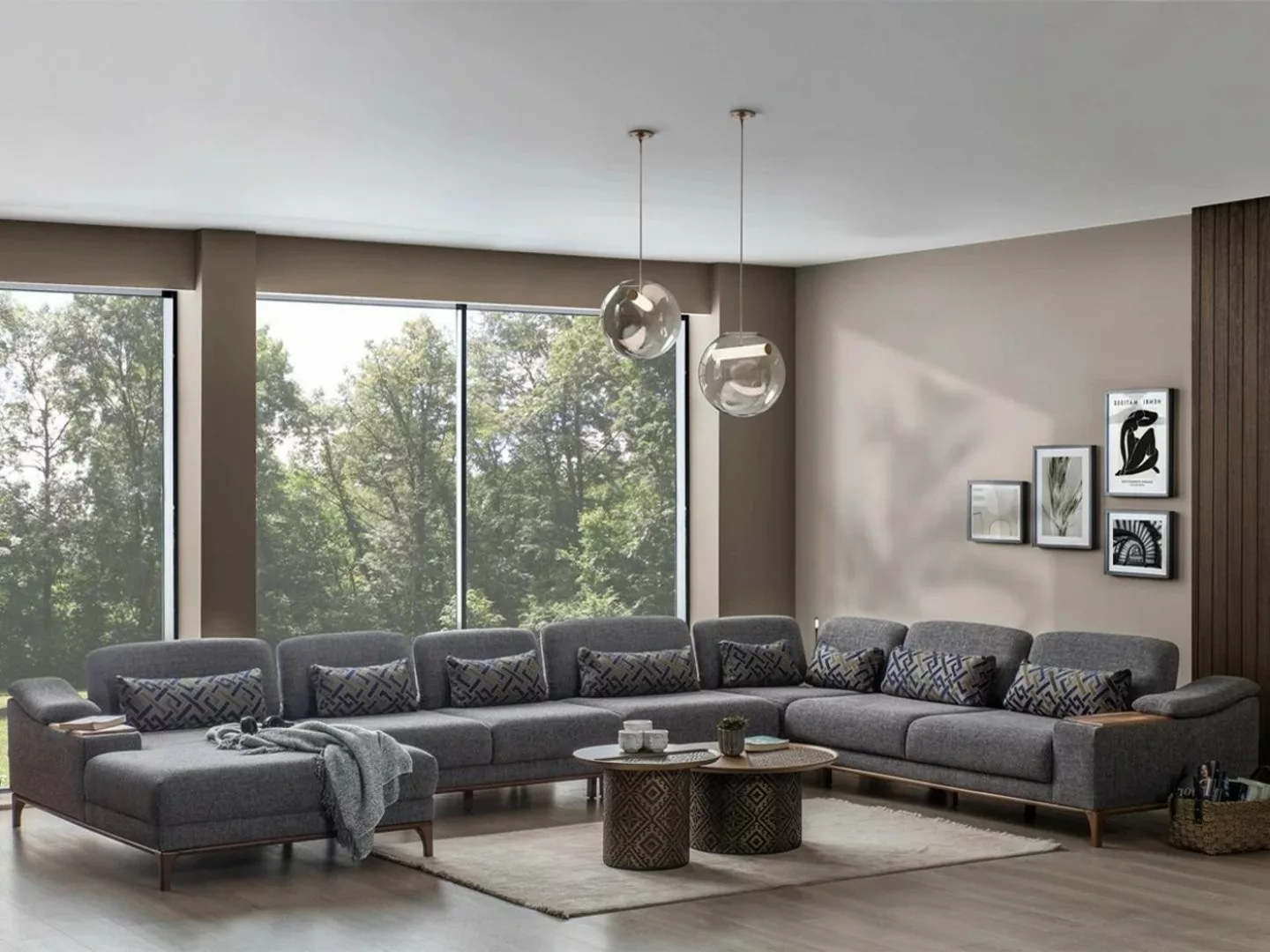 Xlmoebel Ecksofa Neu Moderne Textil Ecksofa in U-Form mit Design in Grau fü günstig online kaufen