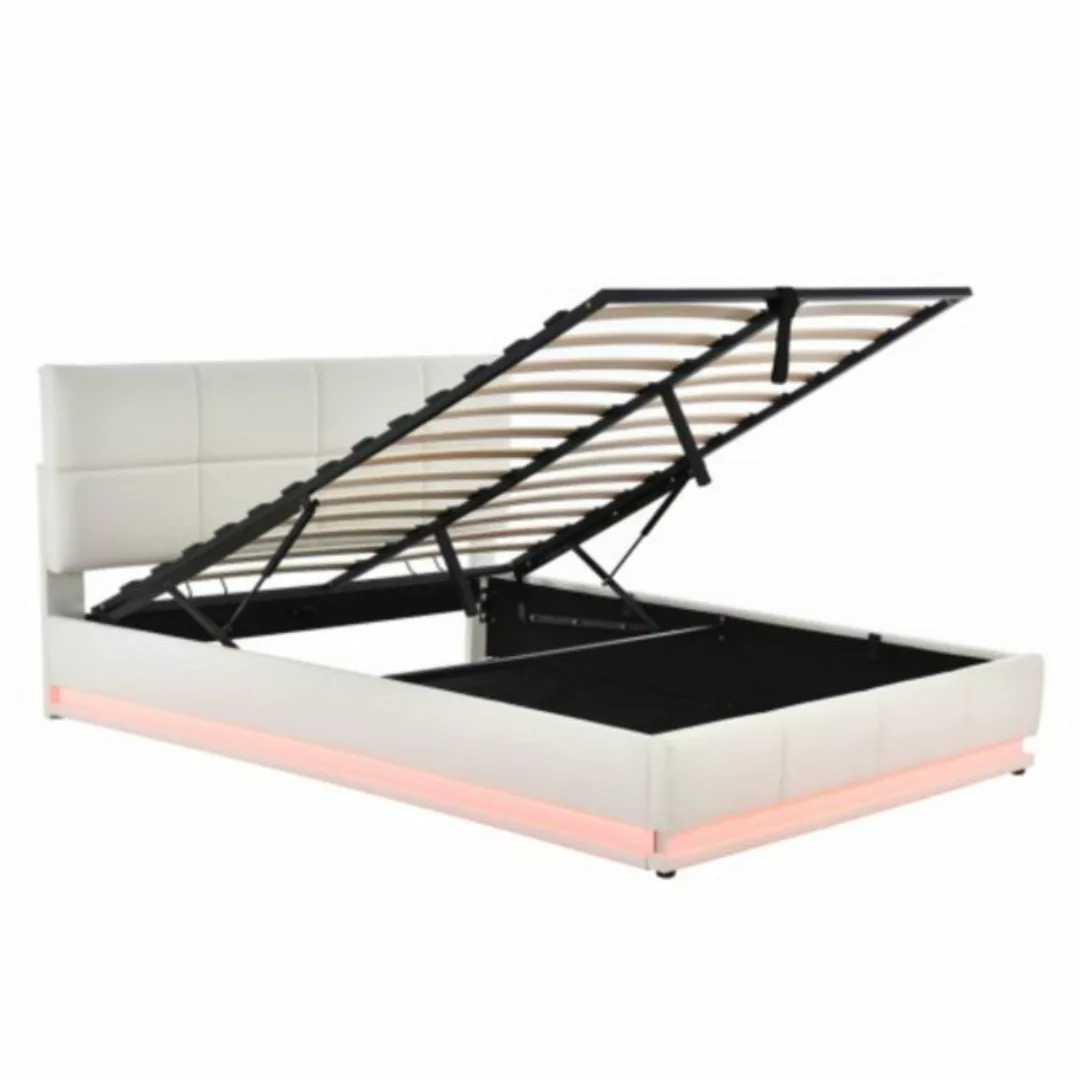 Ulife Polsterbett hydraulisches Doppelbett mit LED,höheverstellbarem Polste günstig online kaufen