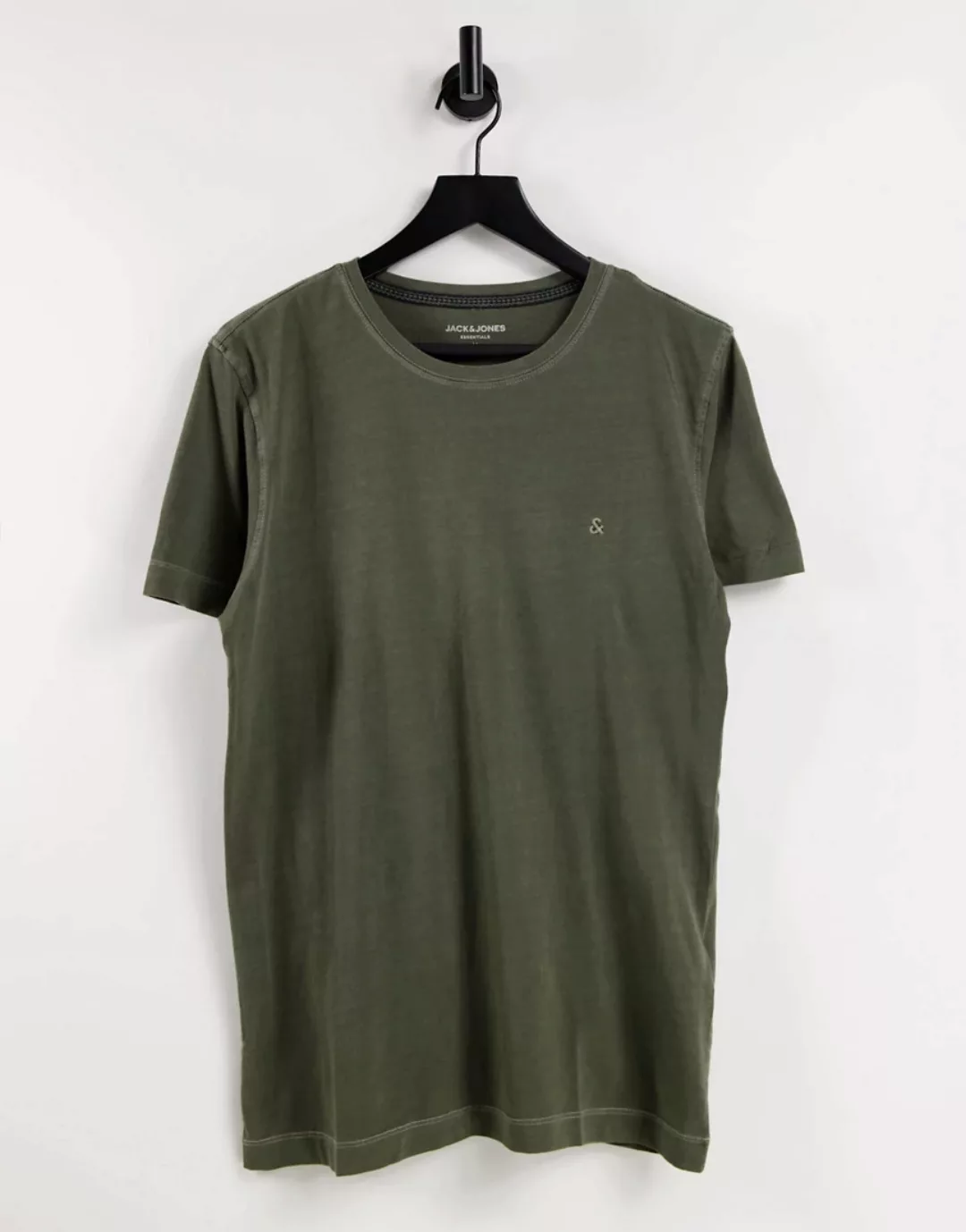 Jack & Jones – Überfärbtes T-Shirt in Khaki-Grün günstig online kaufen