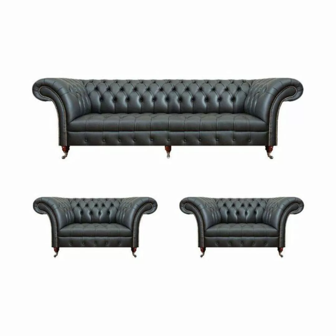 JVmoebel Chesterfield-Sofa Sofa Set 3tlg Sofa Dreisitze Couch 2x Sessel Woh günstig online kaufen