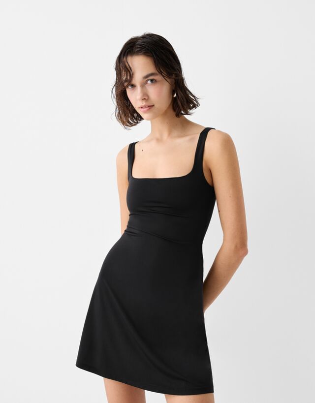 Bershka Skater-Minikleid Mit Trägern Damen S Schwarz günstig online kaufen