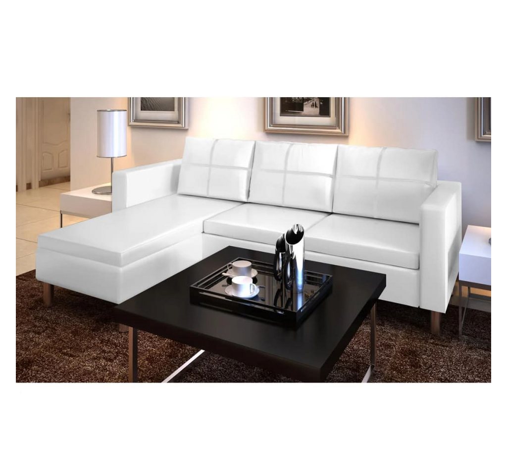 vidaXL Sofa L-förmiges Sofa 3-Sitzer Kunstleder Weiß günstig online kaufen