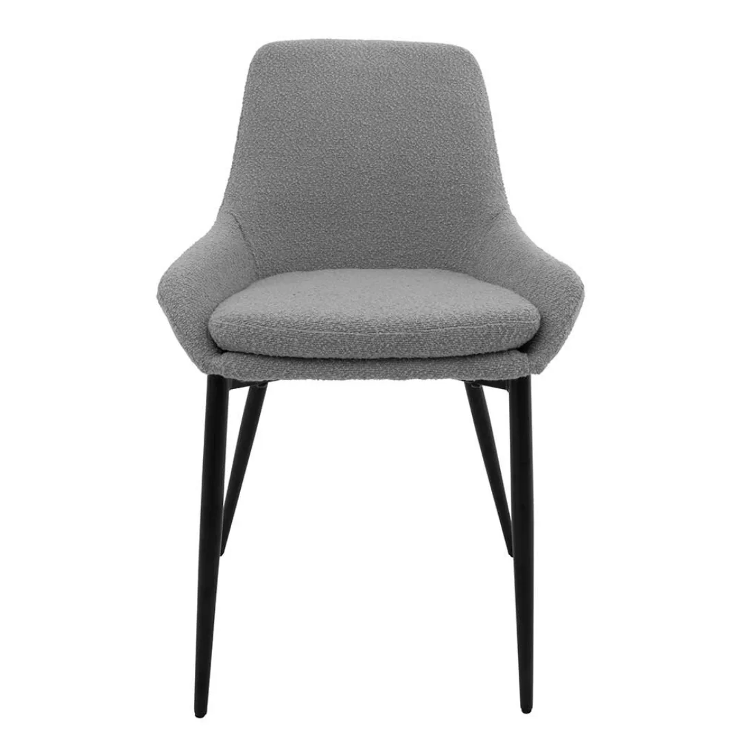 Graue Esstisch Stühle aus Boucle Stoff und Metall 53 cm breit (2er Set) günstig online kaufen