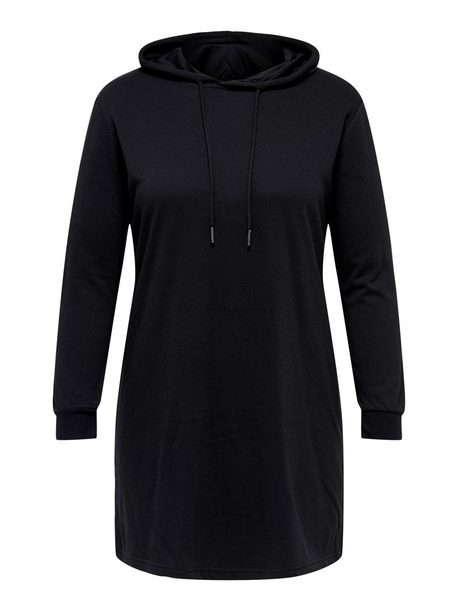 ONLY Curvy Tunika Kapuzen-sweat- Kleid Damen Schwarz günstig online kaufen