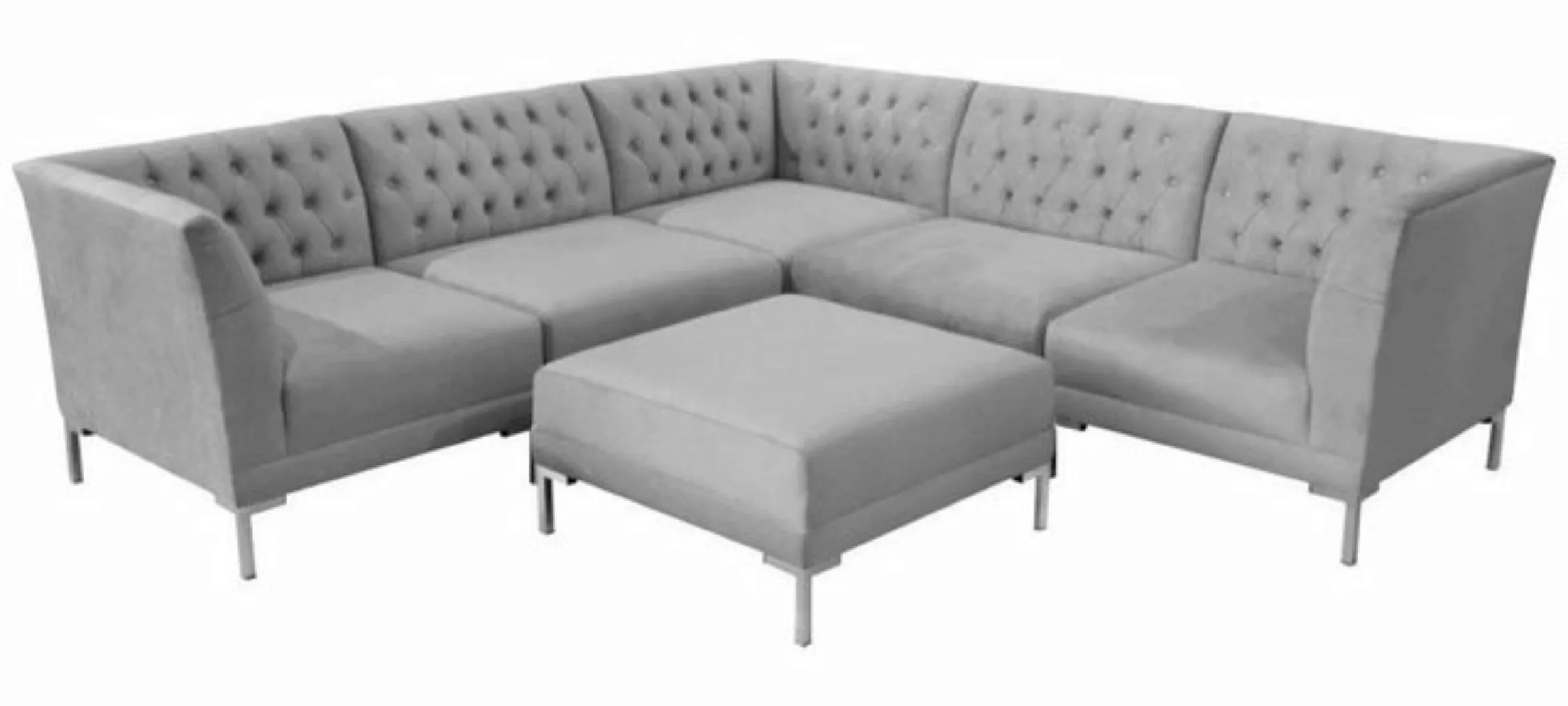 Xlmoebel Ecksofa Luxus Chesterfield Ecksofa Grau Textil Hocker Big Neu Möbe günstig online kaufen