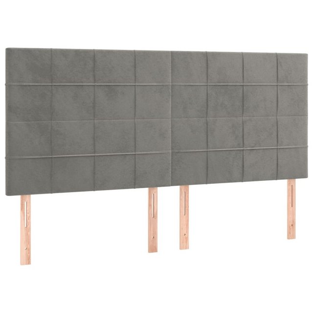 vidaXL Bett, Kopfteile 4 Stk. Hellgrau 80x5x78/88 cm Samt günstig online kaufen