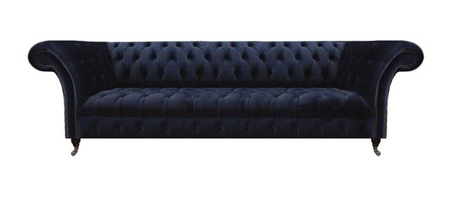 JVmoebel Chesterfield-Sofa Dunkelblaue Chesterfield Polstermöbel Viersitzer günstig online kaufen