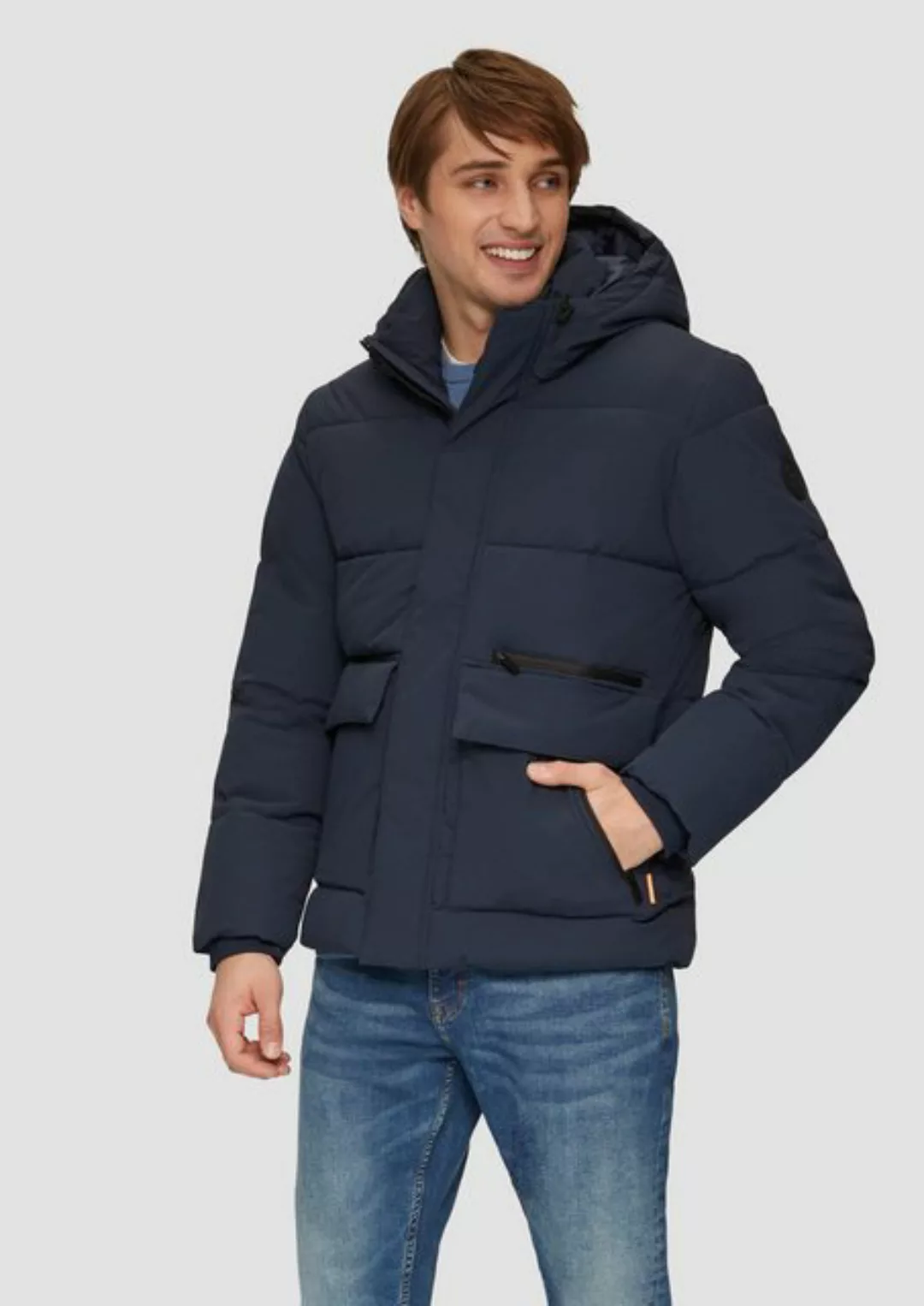 QS Allwetterjacke Gesteppte Winterjacke mit Kapuze und Innenkragen Logo günstig online kaufen