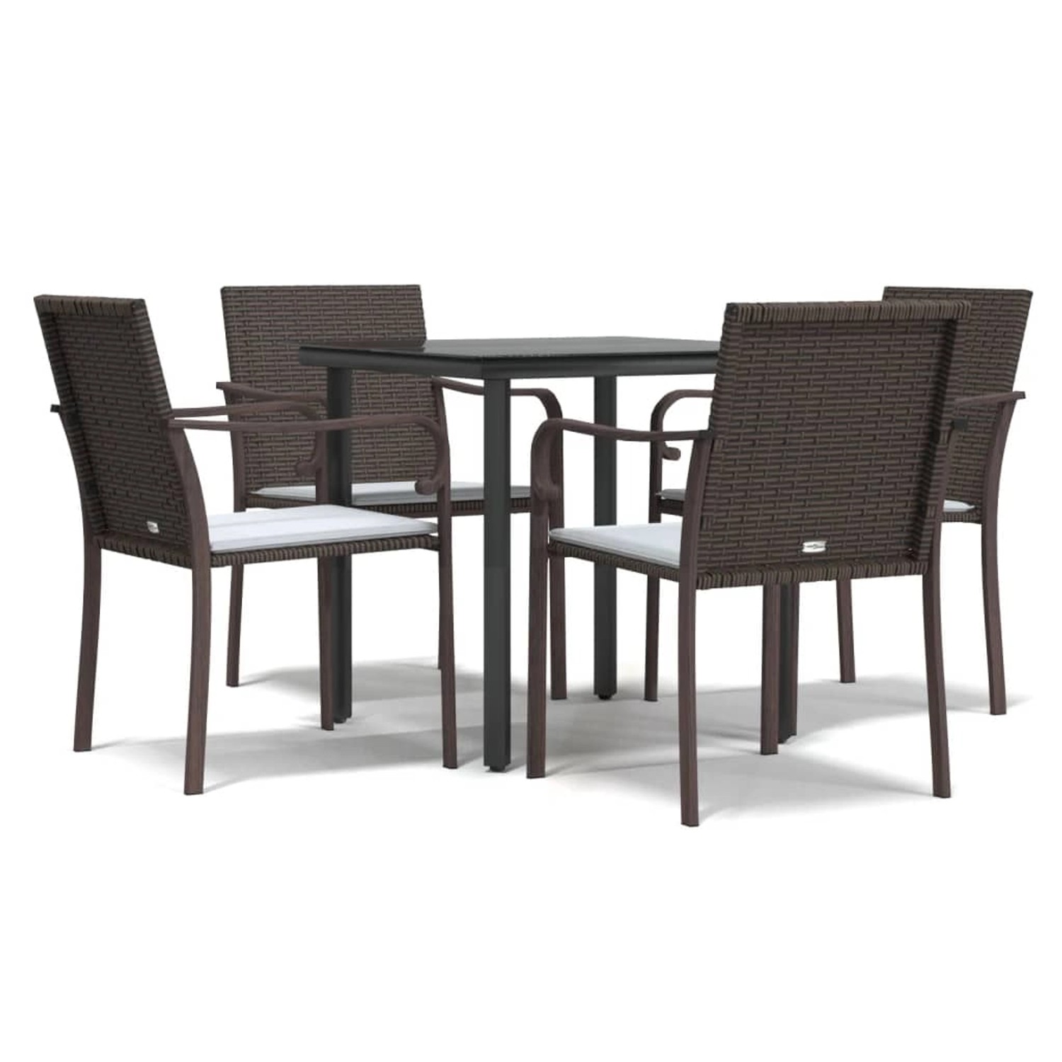 vidaXL 5-Tlg Garten-Essgruppe mit Kissen Poly Rattan und Stahl 3186954 günstig online kaufen