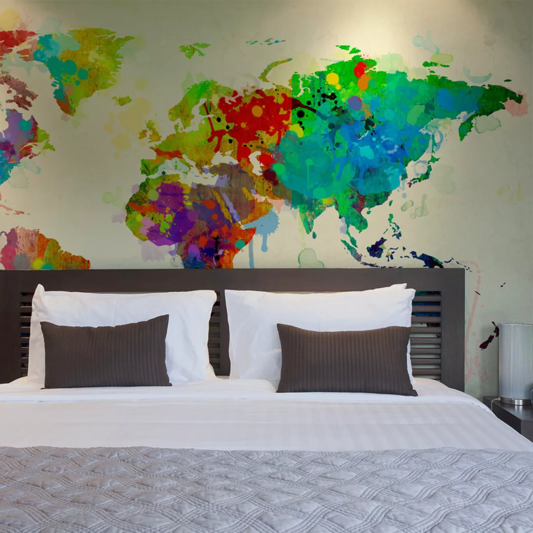 Fototapete - Paint splashes map of the World günstig online kaufen