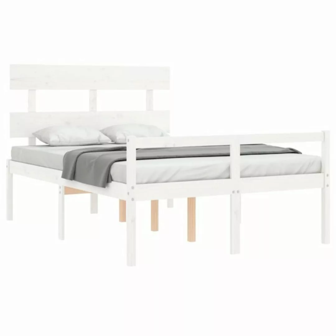 furnicato Bett Seniorenbett mit Kopfteil 140x200 cm Weiß Massivholz (1-tlg) günstig online kaufen