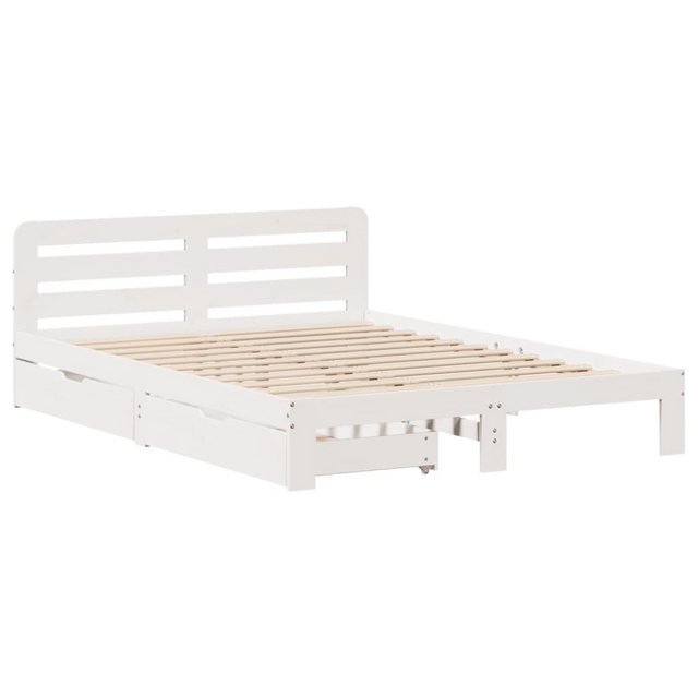 vidaXL Bett, Massivholzbett ohne Matratze Weiß 140x190 cm Kiefernholz günstig online kaufen