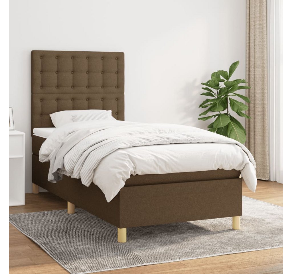 vidaXL Boxspringbett Boxspringbett mit Matratze Dunkelbraun 100x200 cm Stof günstig online kaufen