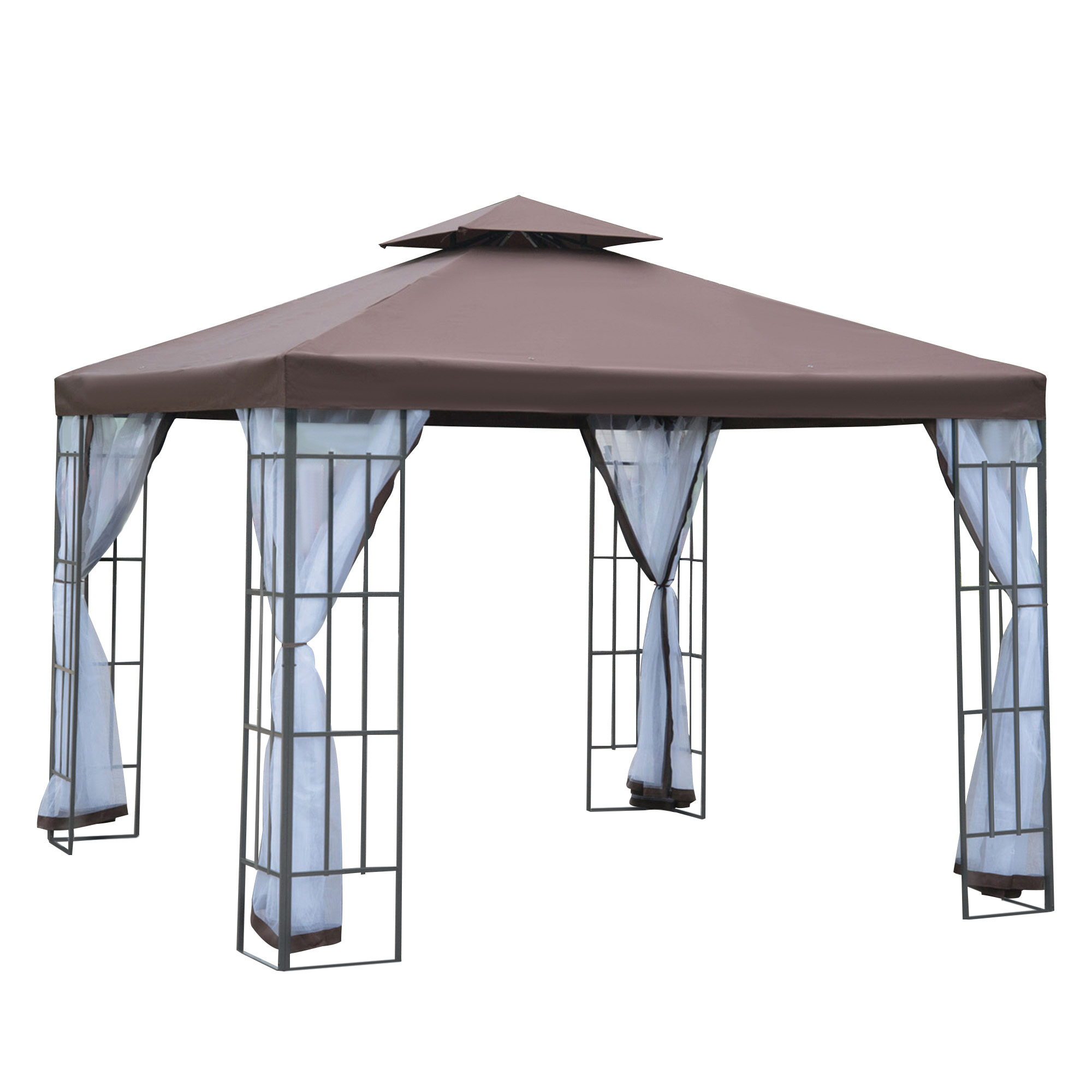 Outsunny Pavillon Gartenpavillon mit Moskitonetze Seitenwände, Partyzelt mi günstig online kaufen