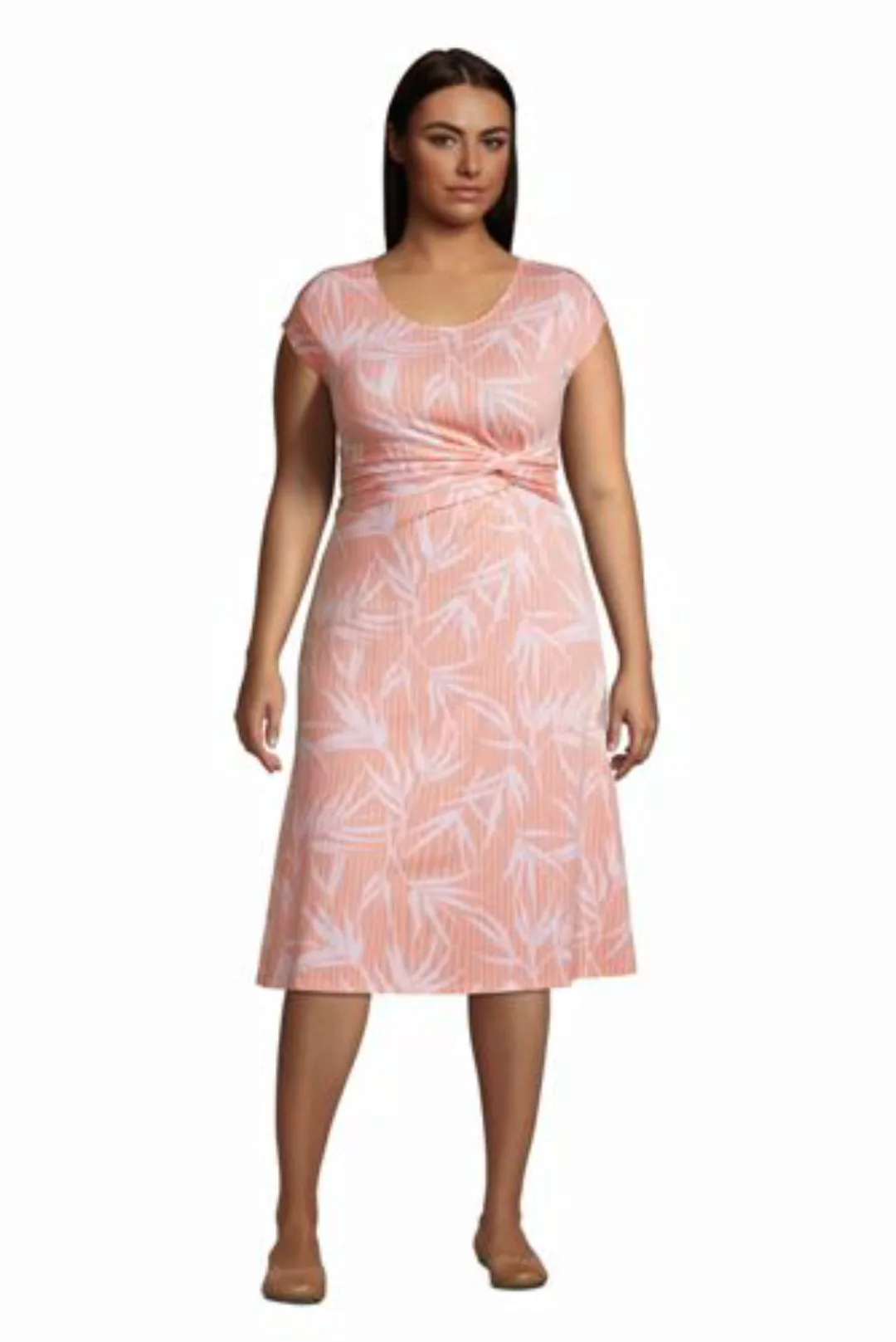 Jersey-Wickelkleid in großen Größen, Damen, Größe: 48-50 Plusgrößen, Orange günstig online kaufen