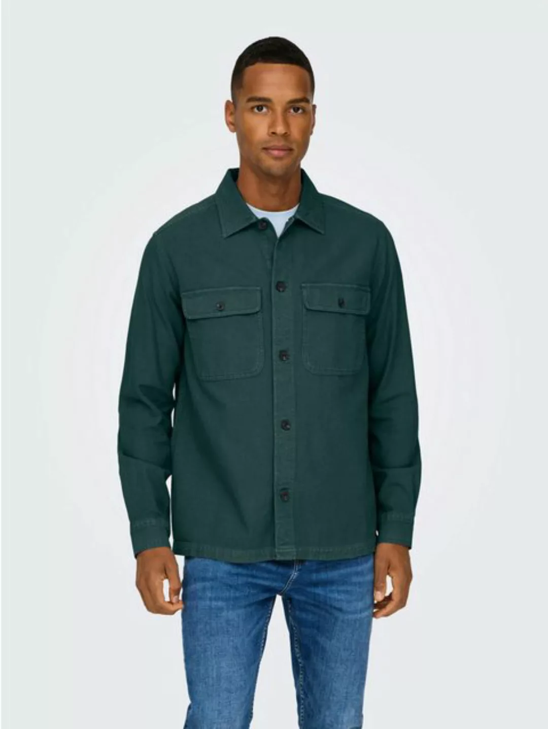 ONLY & SONS Langarmhemd ONSOLIVER TWILL OVERDYE OVERSHIRT BF günstig online kaufen