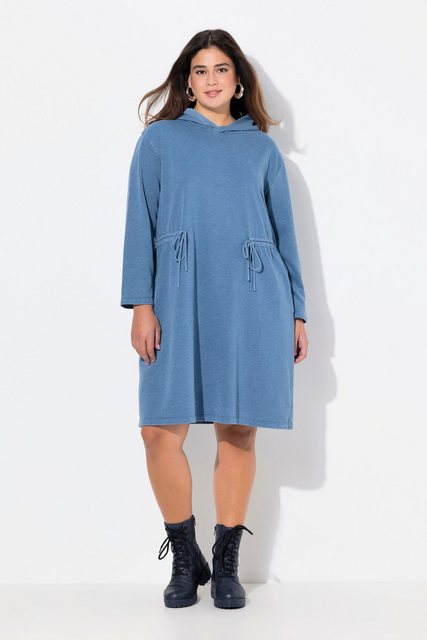 Ulla Popken Midikleid Hoodiekleid A-Linie Sweat Kapuze Raffbänder günstig online kaufen