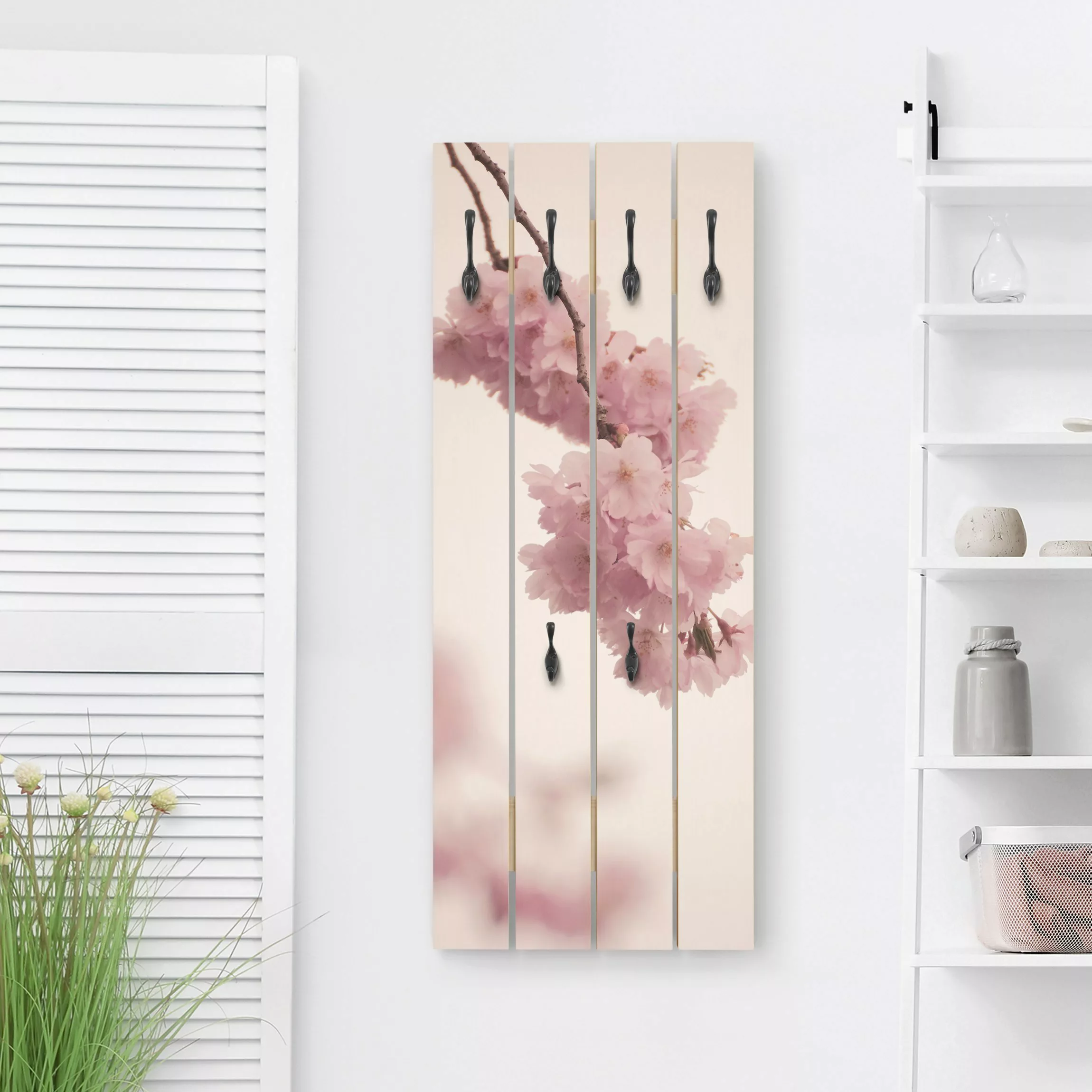 Wandgarderobe Zartrosane Frühlingsblüte mit Bokeh günstig online kaufen