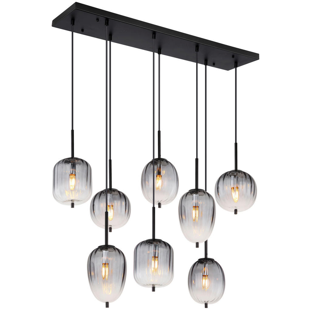 GLOBO Pendelleuchte mattschwarz Glas Metall B/H/T: ca. 32,5x120x102,5 cm 8. günstig online kaufen