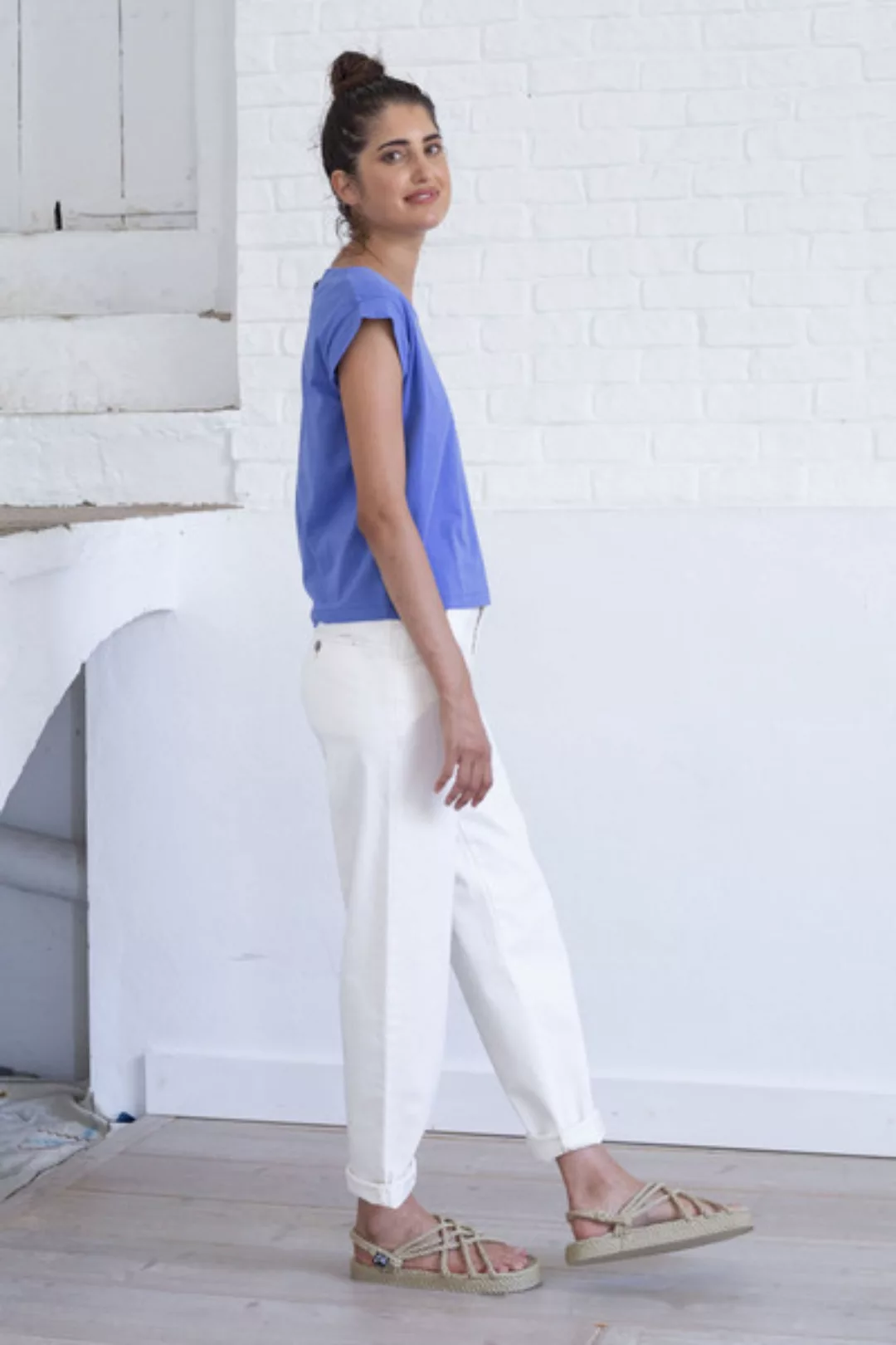 Hose Aus Bio Baumwolle - Ehime Twill Pants Natural Color - Weiß günstig online kaufen