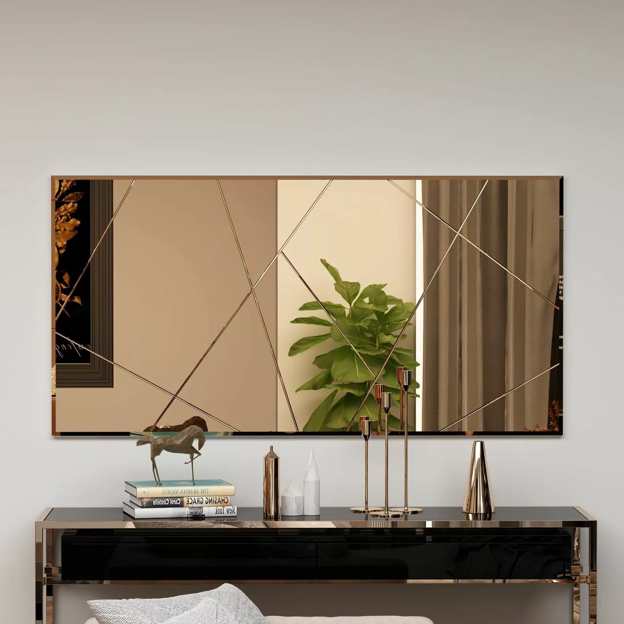Spiegel Eilish Asymmetrisches Design 120x60cm Bronze günstig online kaufen