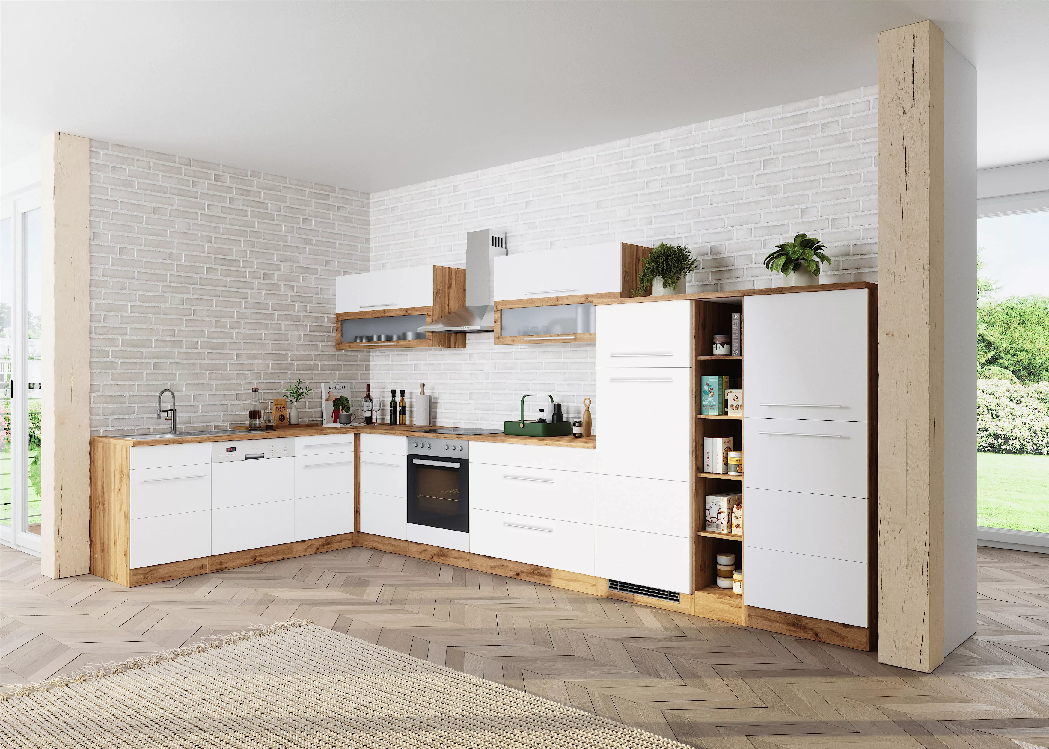 Kochstation Küche "KS-Wien", Stellbreite 220 x 330 cm, wahlweise mit E-Gerä günstig online kaufen