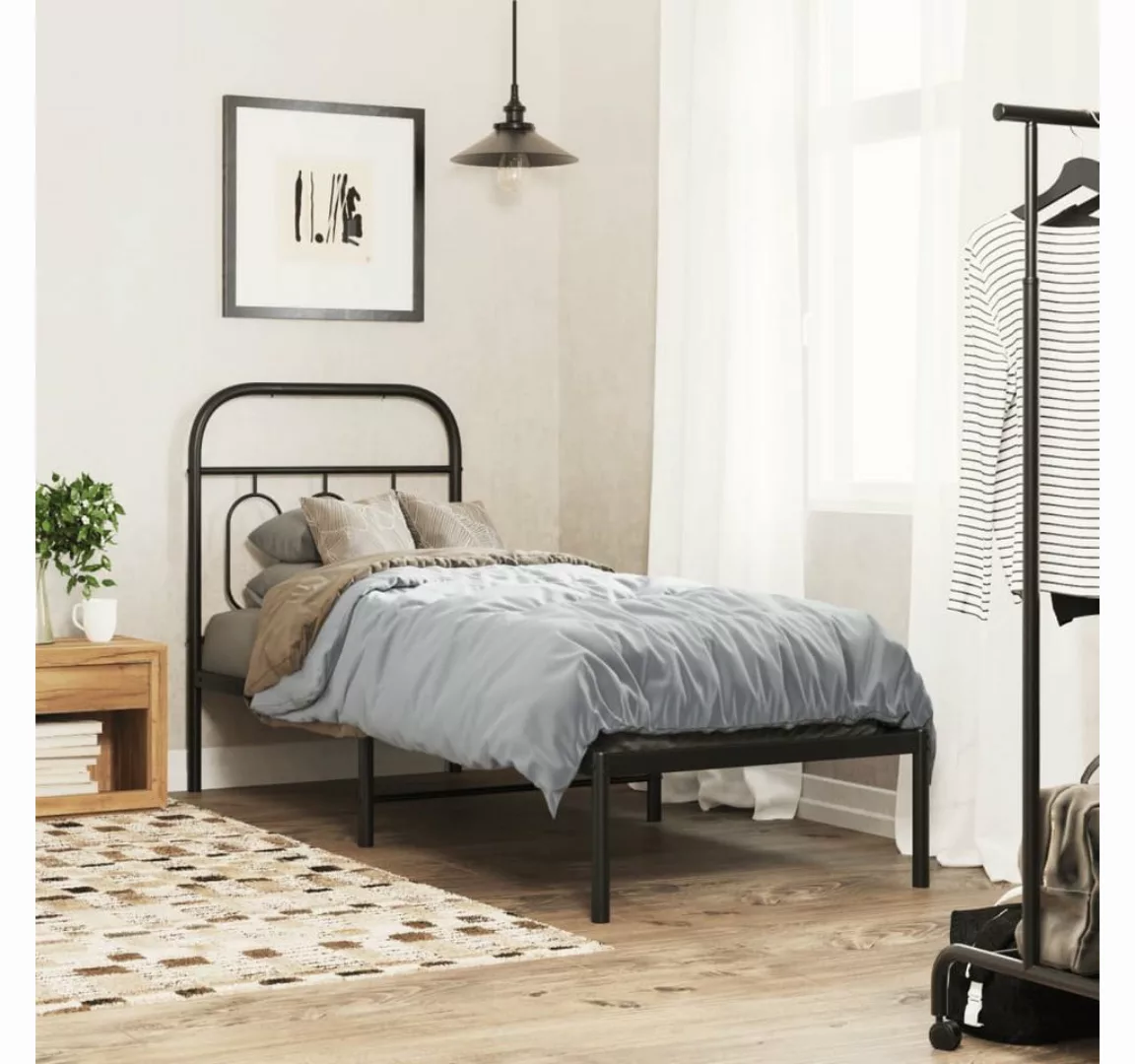 vidaXL Bett Metallbett ohne Matratze mit Kopfteil Weiß 75x190 cm günstig online kaufen