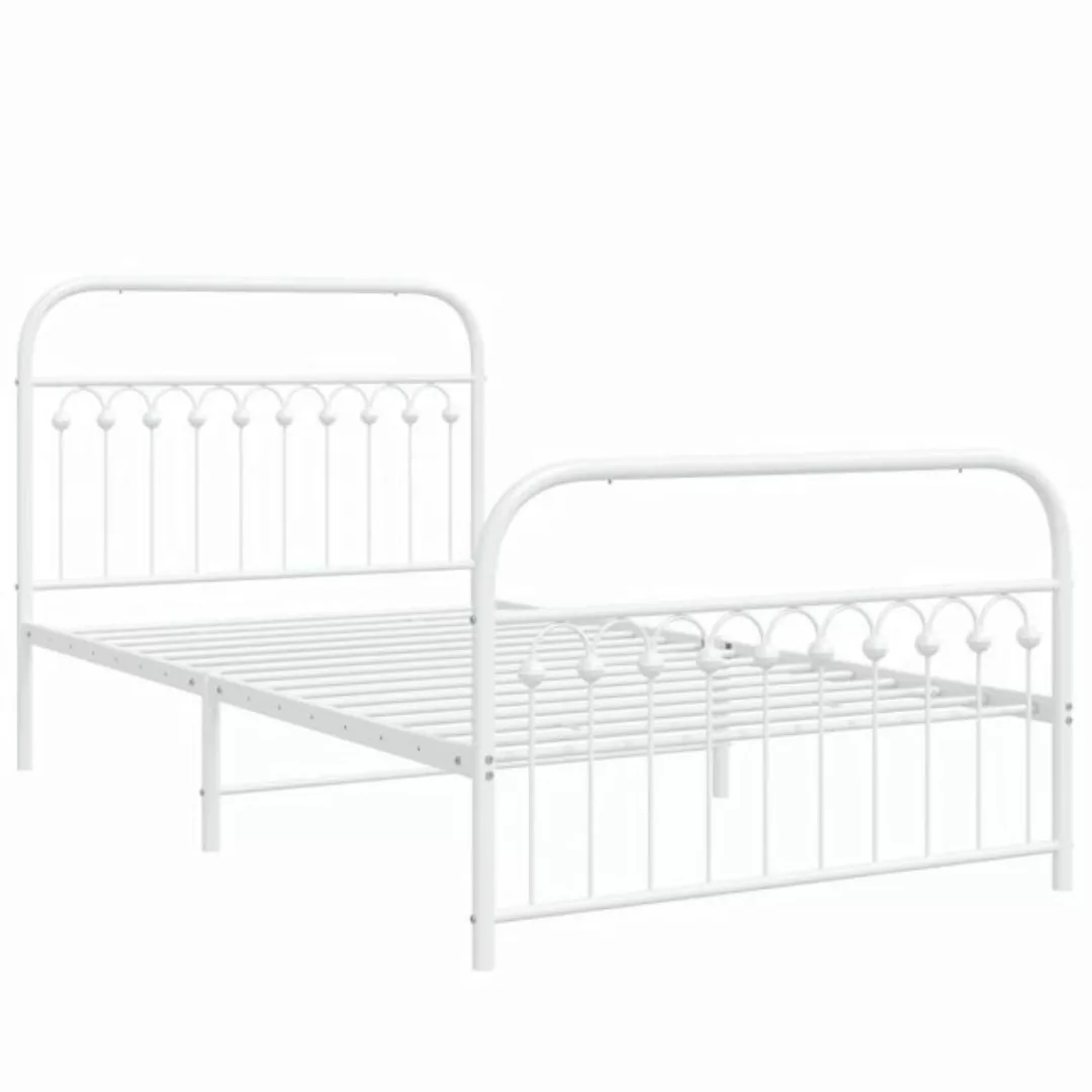 vidaXL Bett Bettgestell mit Kopf- und Fußteil Metall Weiß 107x203 cm günstig online kaufen