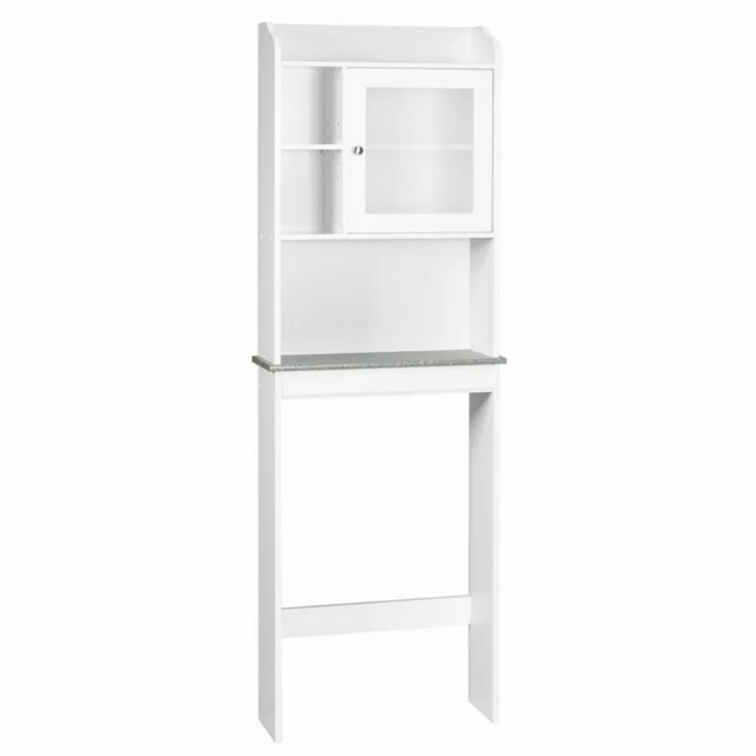 COSTWAY Hochschrank verstellbares Regal,mit Glastür&Marmor-Platte,173cm günstig online kaufen