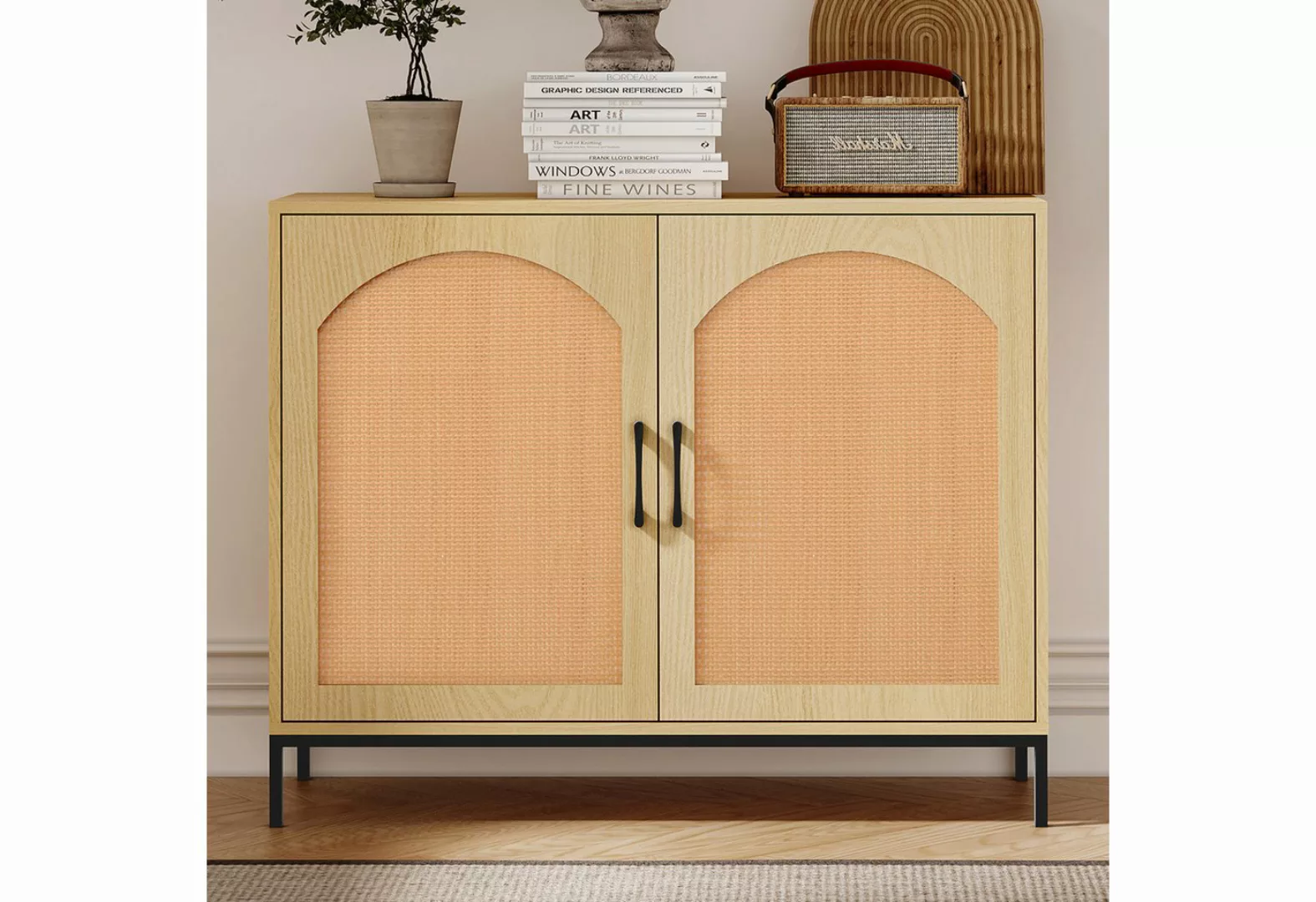 IDEASY Fächerschrank Rattan-Sideboard-Selbstbedienungsschrank, Aufbewahrung günstig online kaufen