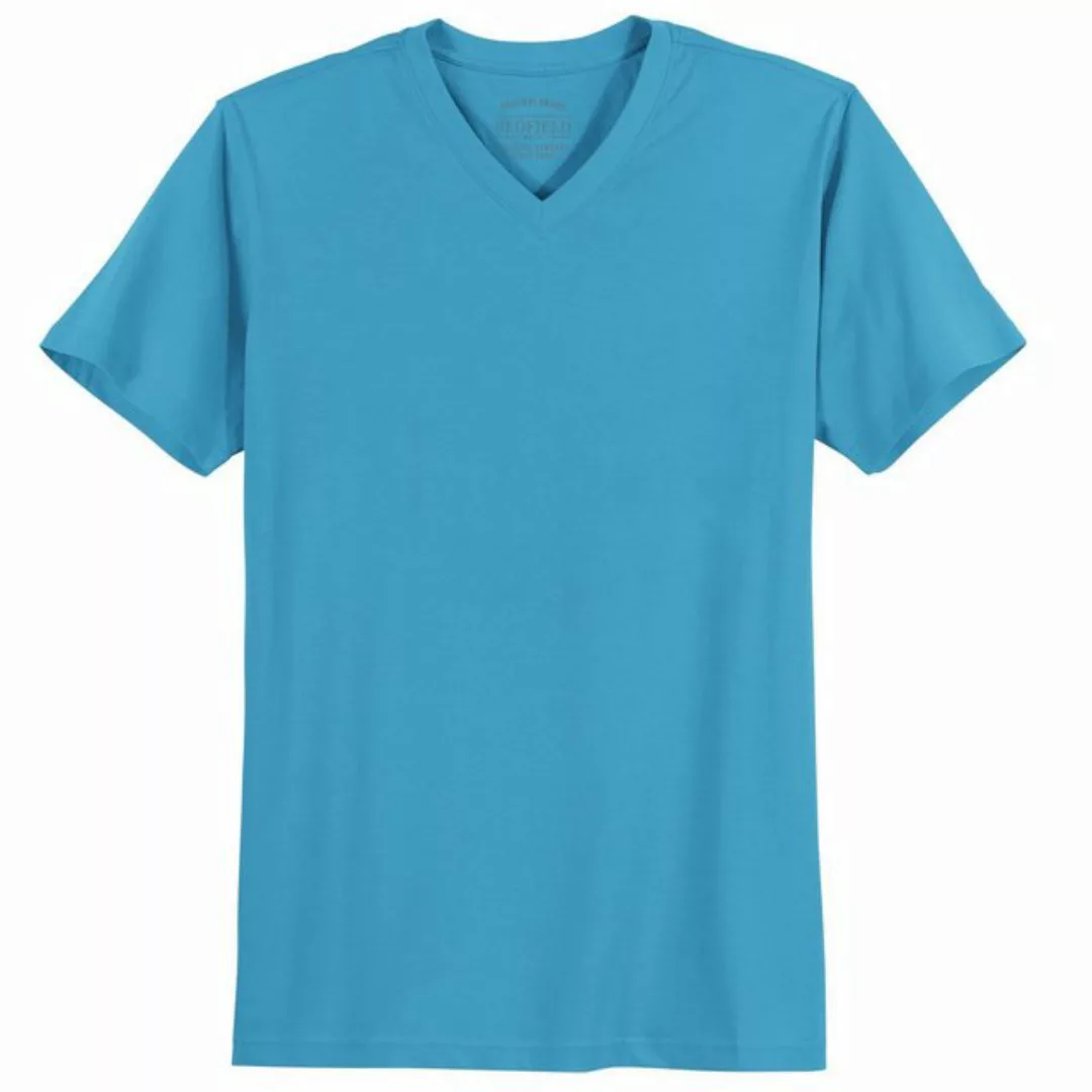 redfield V-Shirt Große Größen Herren V-Neck T-Shirt azurblau Redfield günstig online kaufen