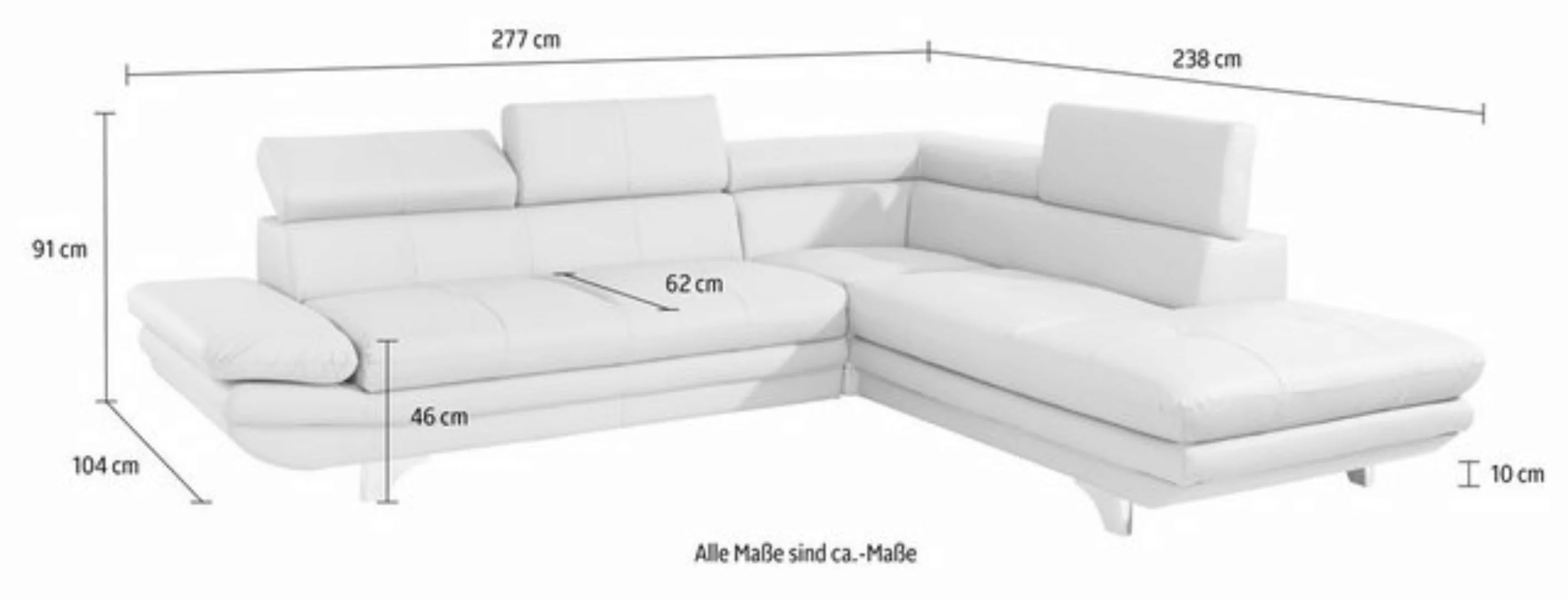 COTTA Ecksofa Enterprise L-Form, inklusive Kopfteilverstellung, wahlweise m günstig online kaufen