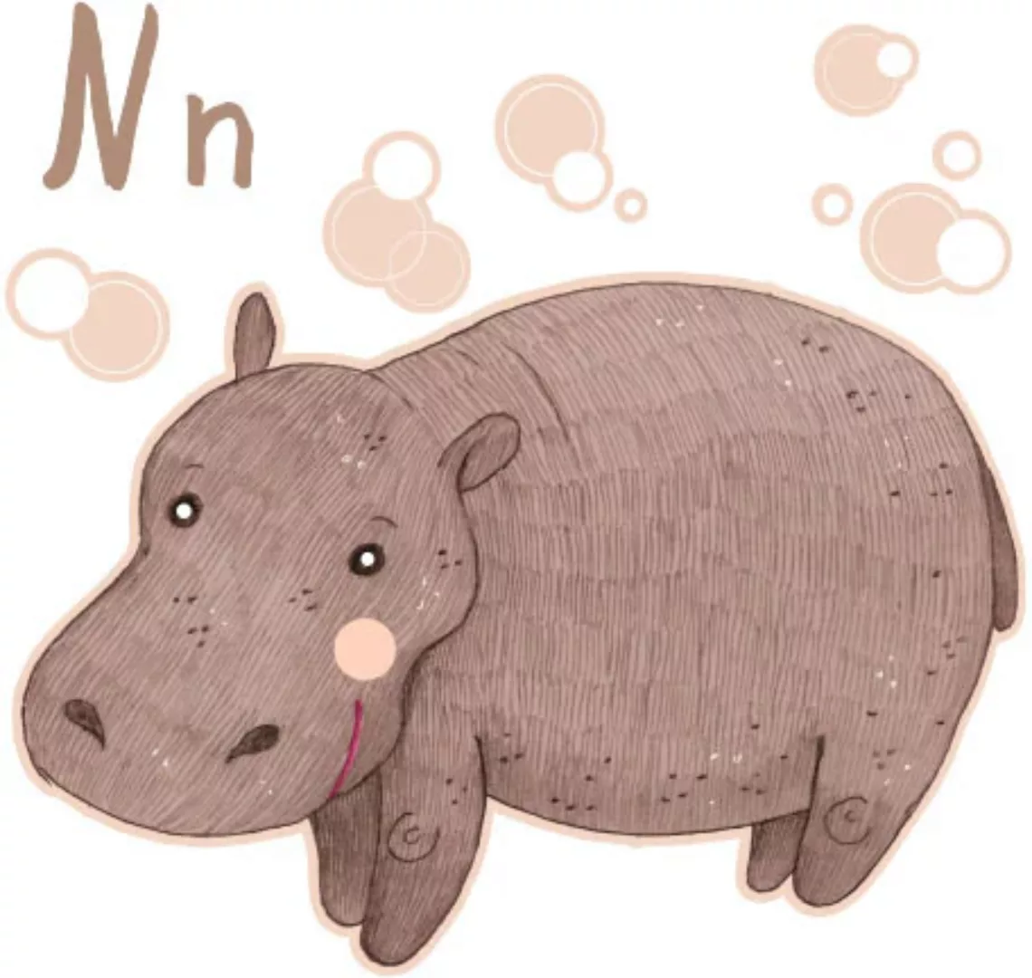 Wall-Art Wandtattoo »Nilpferd Hippo Buchstabe N«, (1 St.), selbstklebend, e günstig online kaufen