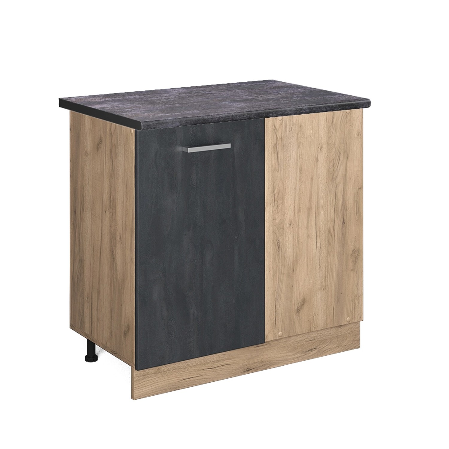 Vicco Eckunterschrank R-Line, Schwarz Beton/Goldkraft Eiche, günstig online kaufen