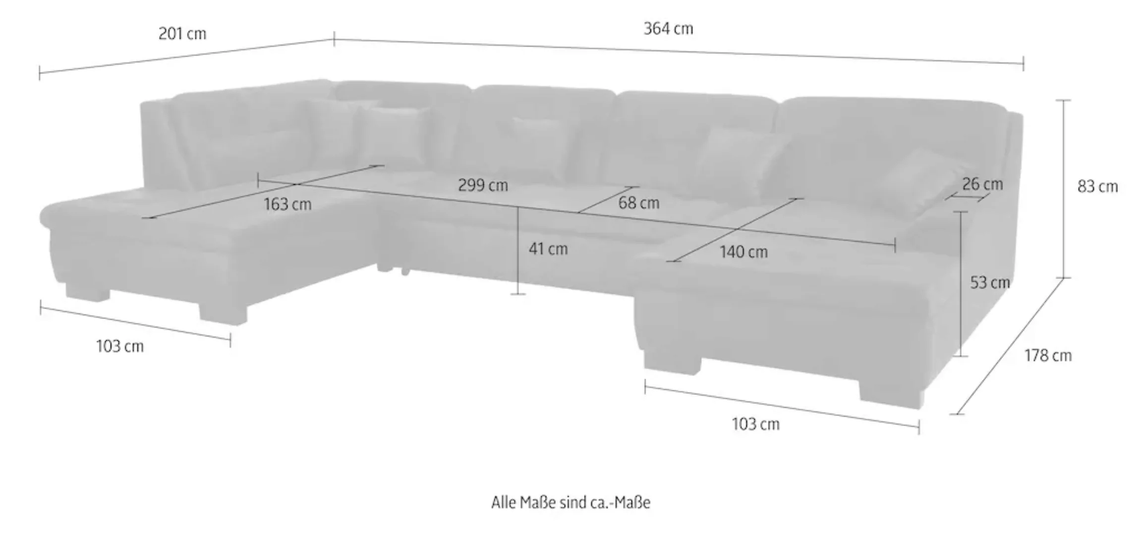 Home affaire Wohnlandschaft "Bergen U-Form" günstig online kaufen