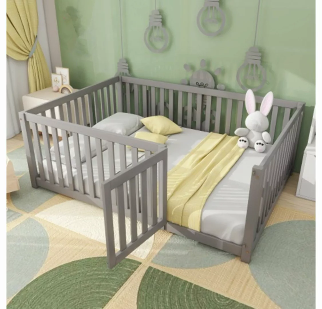 XDeer Kinderbett Kinderbett 140 x 200, Holzboden Bettrahmen, Zaun und Tür, günstig online kaufen