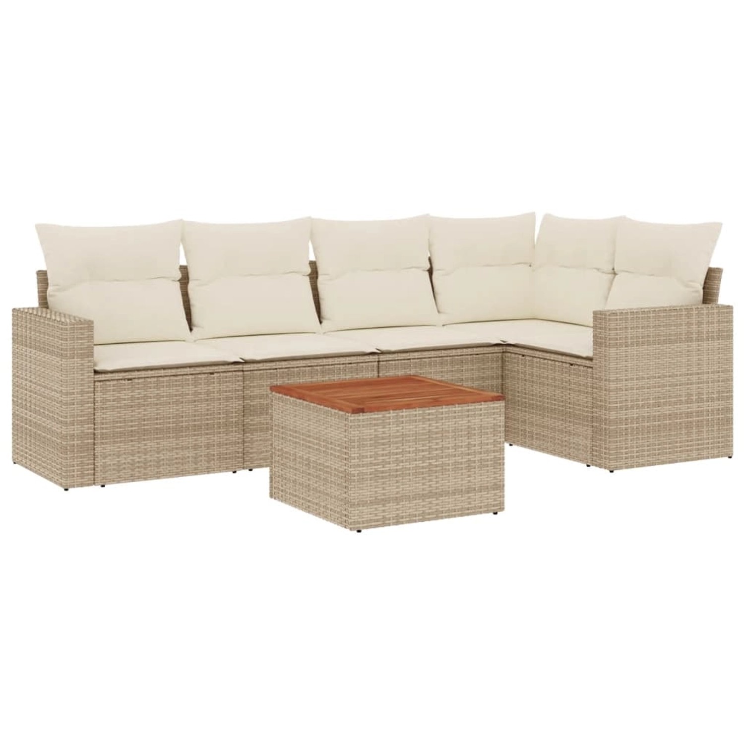 vidaXL 6-Tlg Garten-Sofagarnitur mit Kissen Beige Poly Rattan 3256443 günstig online kaufen